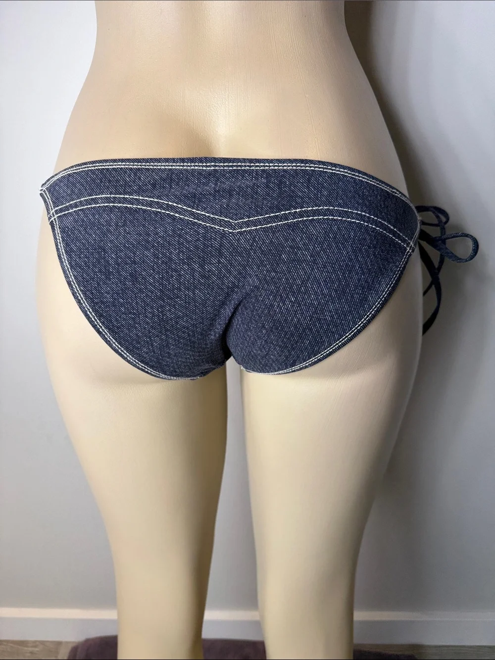 True Religion Dark Denim Blue Tie-Side Bikini Bottom